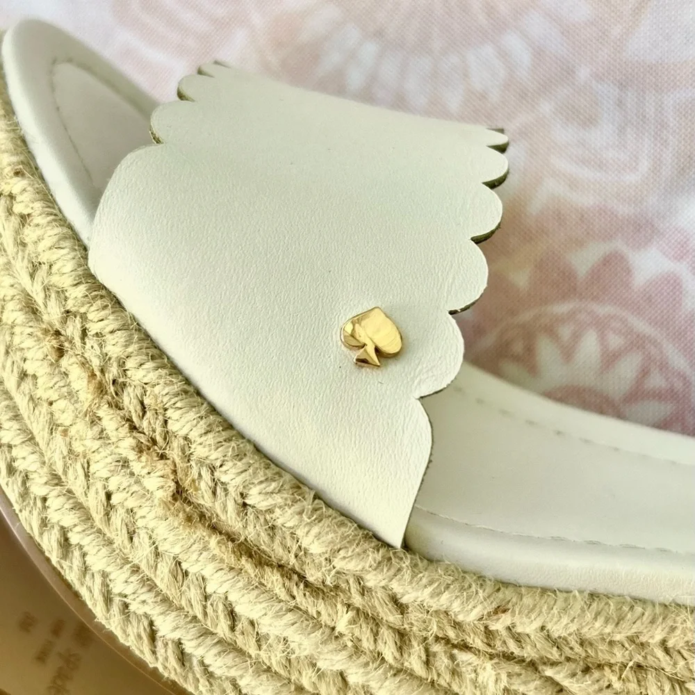 Kate Spade Taiya White Size 8 Scalloped Wedges Espadrilles EUC Beachy